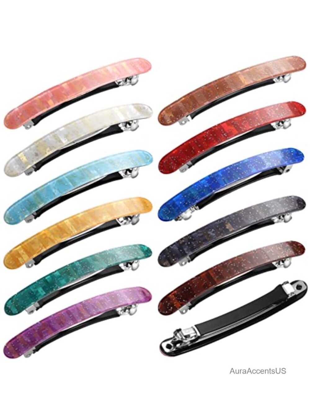 12pcs Retro Snapping Barrette Hair Clips for Women French Tortoise Shell